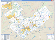 Allentown-Bethlehem-Easton Metro Area Wall Map Basic Style